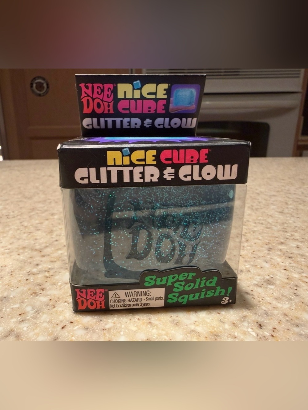New Doh Nice Cube Glitter & Glow Blue Glitter Squish Toy
